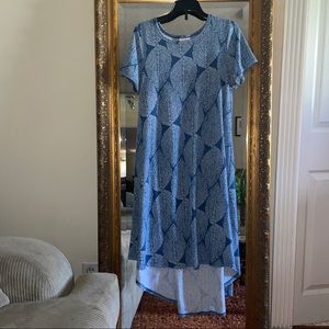 LulaRoe Carly Swing Blue Leaf Dress